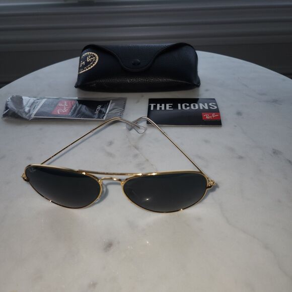 Rayban RB3025 aviator large metal L0205 58-14 135 3n Arista Gold/Green lens - Picture 9 of 11